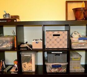 studio office organization project, craft rooms, home office, organizing, storage ideas, All art and jewelry supplies organized here