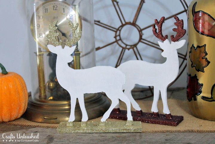 glitter dipped deer decor, crafts, decoupage, painting, seasonal holiday decor
