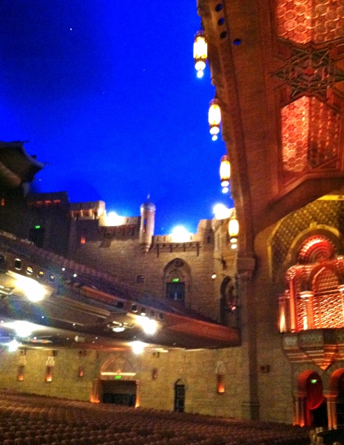 the fox theatre a blending of egyptian and moroccan architecture, architecture, A sky with twinkling stars and faux buildings is the highlight of the theater