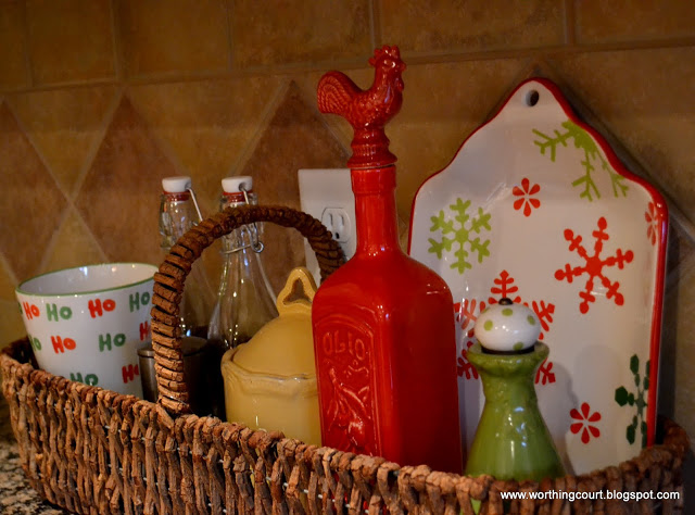 my christmas kitchen, crafts, kitchen design, seasonal holiday decor, Basket filled with Christmas goodies