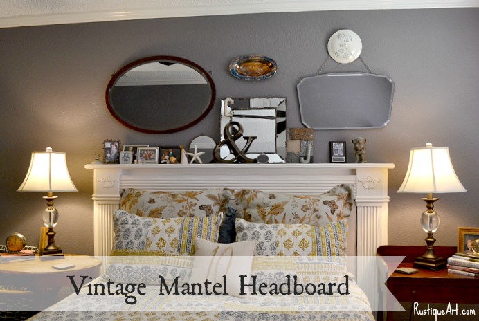 vintage mantle headboard, bedroom ideas, home decor, Our vintage mantel headboard is finally functional although it took us several months to get it from cool to awesome