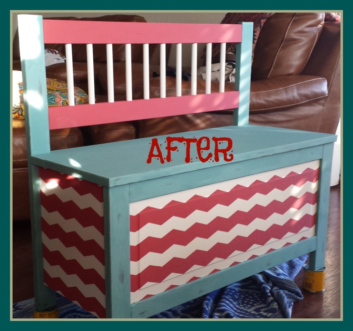 chevron bench, painted furniture