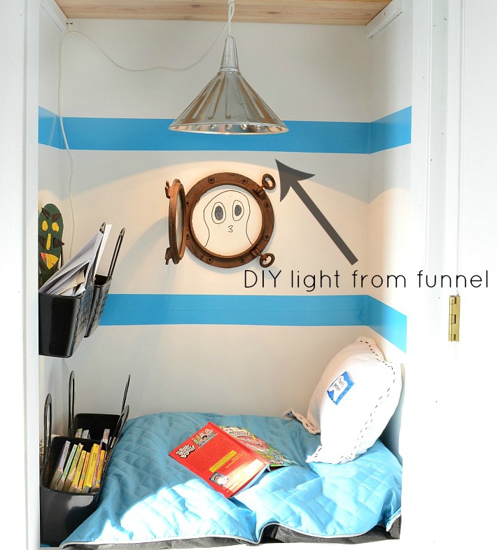 diy lights from funnel and or shoplight, lighting, repurposing upcycling, A funnel is a fun lampshade
