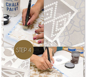 how to stencil moroccan stencils in metallics for amazing wall art, painting, Full instructions for mixing stencil paints to get the desired shades on the blog
