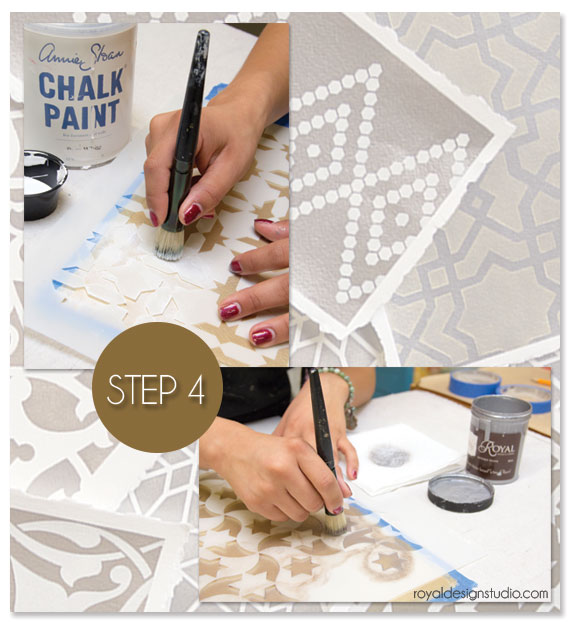 how to stencil moroccan stencils in metallics for amazing wall art, painting, Full instructions for mixing stencil paints to get the desired shades on the blog