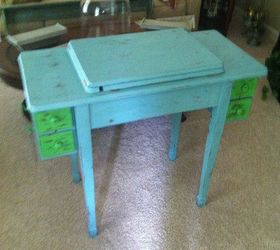 old sewing machine table, painted furniture