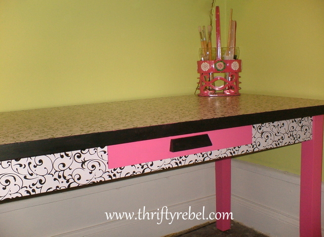 craft room desk makeover, home decor, painted furniture, Craft Desk After