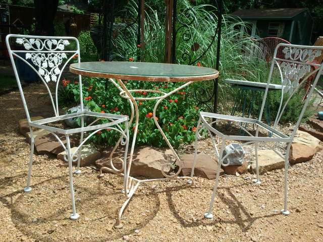 vintage bistro makeover, outdoor furniture, outdoor living, painted furniture, Before