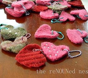 felted wool heart backpack dangles and keychains, crafts