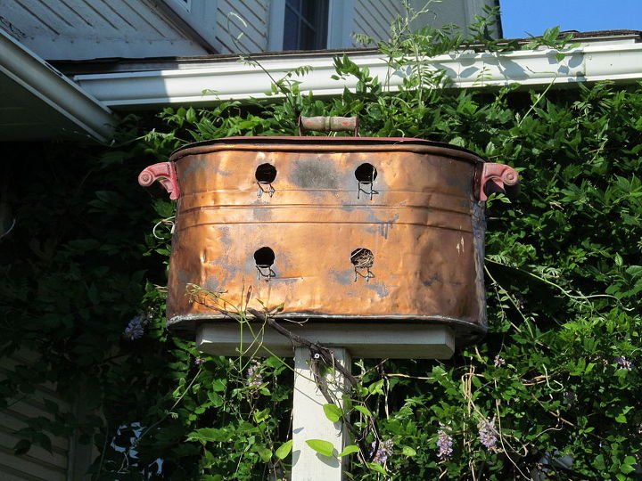 i call it foxglove gardens, flowers, gardening, Bird House made with antique Copper Boiler 12 Compartments and insulated for heat and cold