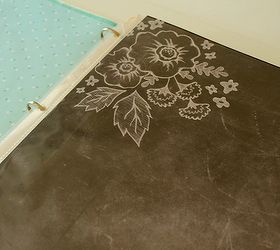organize your old recipe clippings, organizing, The binder opens to a cover page of pretty chalkboard paper