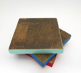 reversible scrabble tile coasters with a pop of color, crafts, The opposite side can be stained dark for a different look but still has a fun pop of color