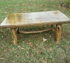 cedar log table, painted furniture, Different edge profile