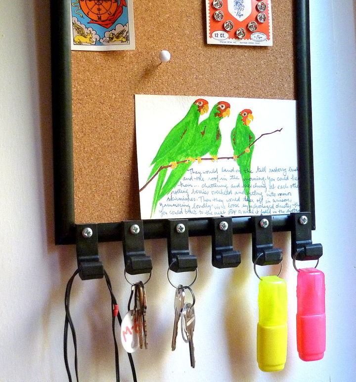 colorful scarf and jewelry hangers made from dollar store canvases, cleaning tips, crafts, home decor, repurposing upcycling, A dollar store cork board plus hooks makes a nifty little office station
