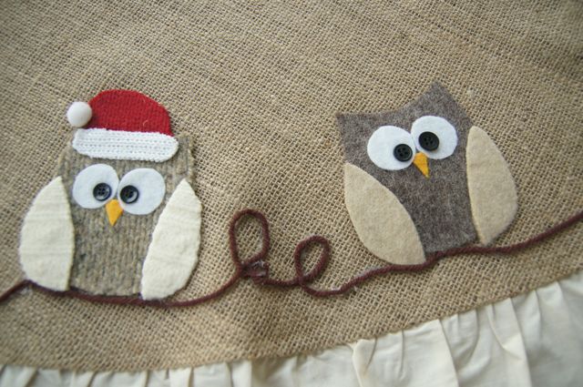 owl applique tree skirt, christmas decorations, crafts, seasonal holiday decor, All cozy