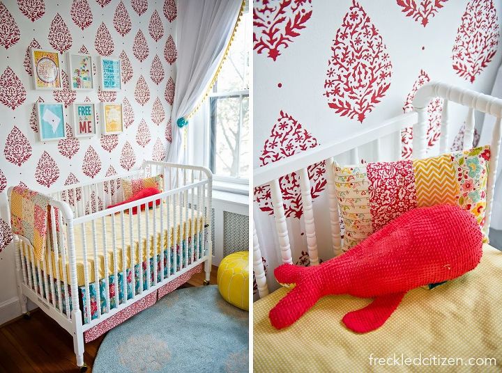 a sari paisley stenciled nursery, bedroom ideas, painting, wall decor