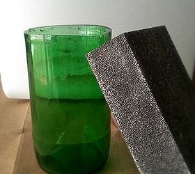 how to cut a glass bottle in half with yarn and fire, crafts, It is very important to round the sharp edges with sandpaper