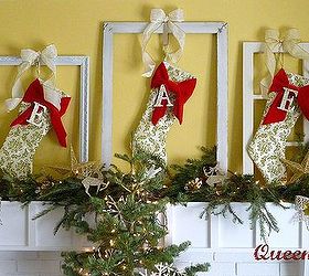 queen b christmas hang your stockings in an old frame, christmas decorations, seasonal holiday decor