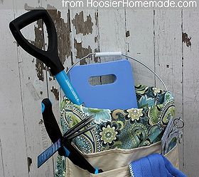 diy garden tool bucket fabric cover, crafts, gardening, Customize a plastic bucket with a fabric liner and nail apron to hold your garden tools