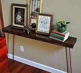 diy distressed console table with copper legs, diy, painted furniture, woodworking projects