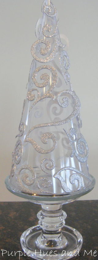 swirls on clear plastic cone trees, crafts, seasonal holiday decor, Place on clear glass stands for festive occasions