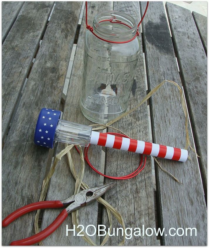 patriotic labor day lantern, crafts, outdoor living, patriotic decor ideas, seasonal holiday decor, A few supplies from the Dollar Store and an empty jar