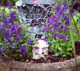 summer flowers in my ohio gardens, flowers, gardening, Little teacup house in the purple lobelia forest