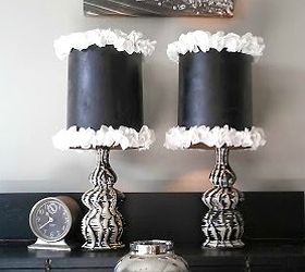 ruffle trimmed lamp shades with glam, crafts, home decor, DIY Ruffle Trimmed Lamp Shades on a pair of vintage glam style lamps