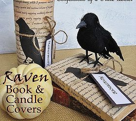 easy and cheap halloween ideas, crafts, halloween decorations, repurposing upcycling, seasonal holiday decor, Free graphic starring Poe s raven can become a candle cover or a book jacket Find it here
