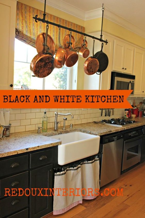 a kitchen furniture makeovers and late summer gardening, gardening, home decor, painted furniture, Black and White Kitchen from