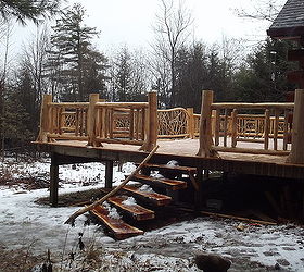 cedar log and twig work for a nice home on lake george in upstate ny i love this, decks, outdoor living, woodworking projects