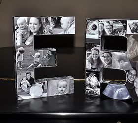 diy photo initials, crafts, home decor, More finished product Convert photos to B W We printed off multiple copies for material to work with