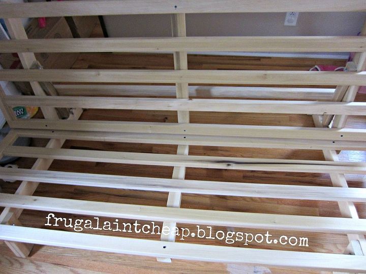 1 futon frame turned into 2 twin size bed frames, diy, painted furniture, woodworking projects