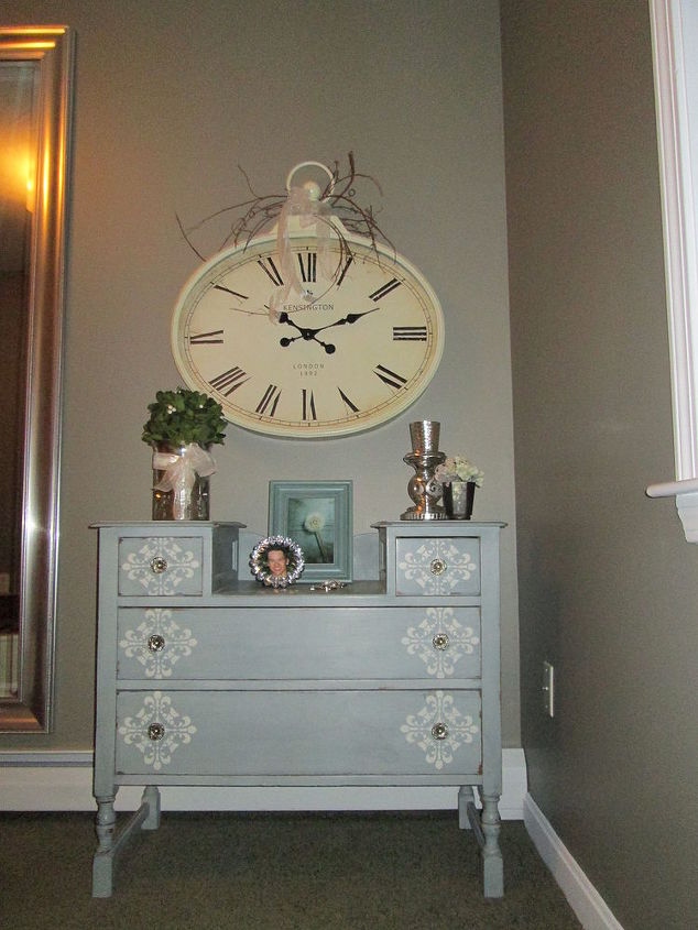 guest bedroom makeover, bedroom ideas, home decor, Over sized clock is a real conversation piece and so unexpected