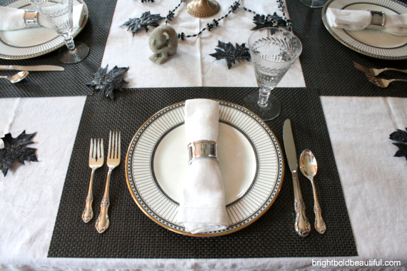 a stylish halloween table setting, halloween decorations, seasonal holiday d cor, We used black place mats