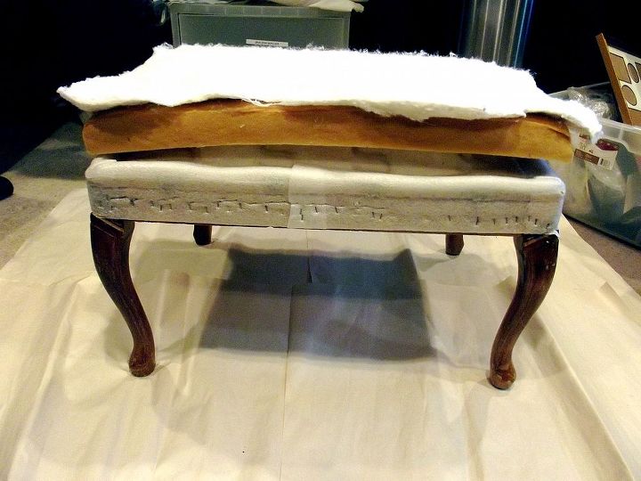 french ottoman makeover from trash to treasure, painted furniture