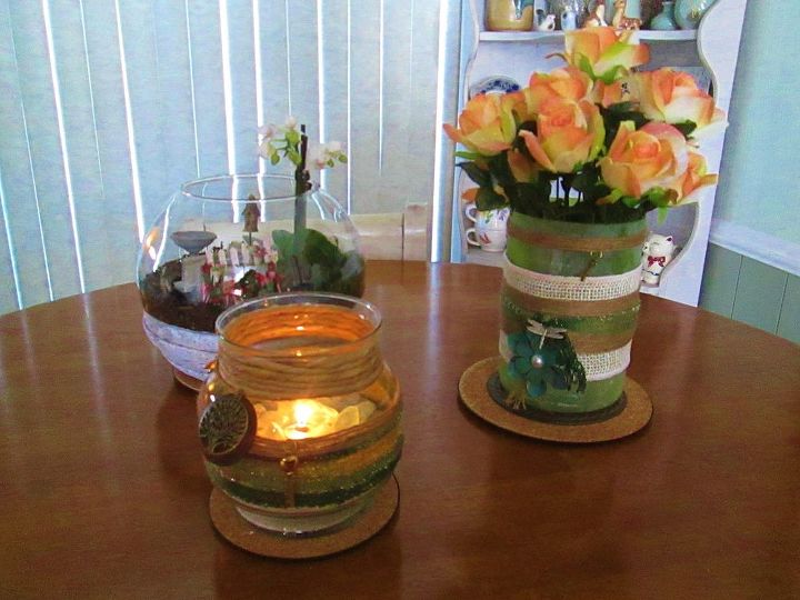 flower and candle holders, crafts, repurposing upcycling
