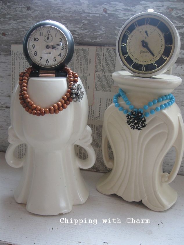chipped vases re purposed into quirky clock ladies, crafts, repurposing upcycling