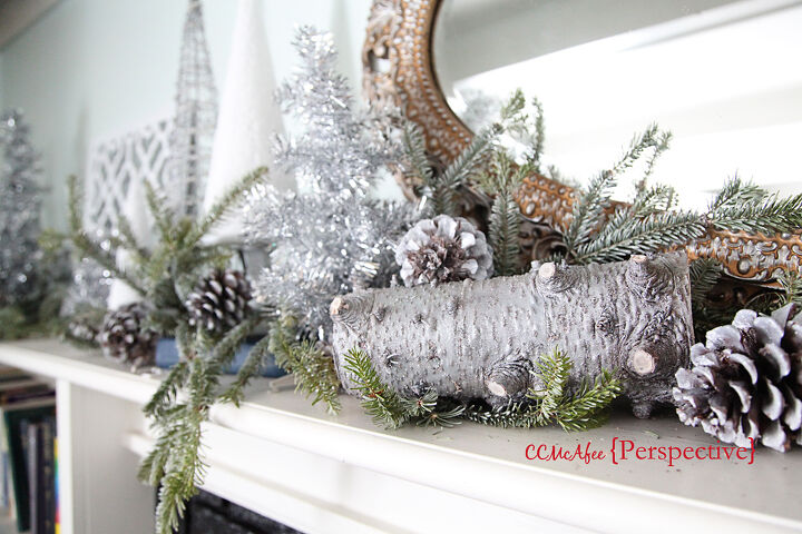 winter mantle recycling my tree, christmas decorations, fireplaces mantels, seasonal holiday d cor