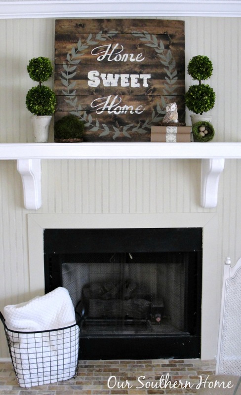 budget cottage mantel wall makeover, fireplaces mantels, home decor, paint colors, wall decor, The after