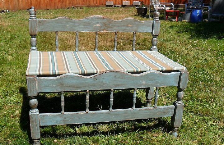 twin bed to bench, outdoor furniture, painted furniture, repurposing upcycling, This is the bench complete