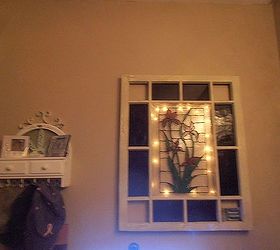 old windows, repurposing upcycling, installed little l e d lights and will put pictures in the corners when I get them finished Great folk art