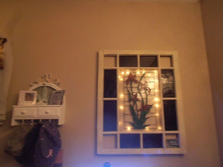 old windows, repurposing upcycling, installed little l e d lights and will put pictures in the corners when I get them finished Great folk art