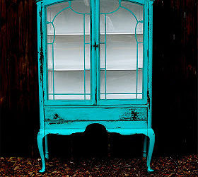 bold color on an antique hutch, painted furniture, The finished product ready to be filled with dishes books even towels in a bath