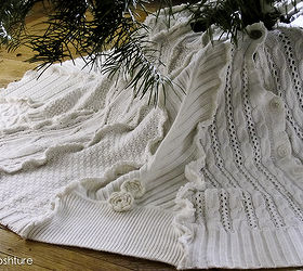 sweater tree skirt, christmas decorations, repurposing upcycling, seasonal holiday decor