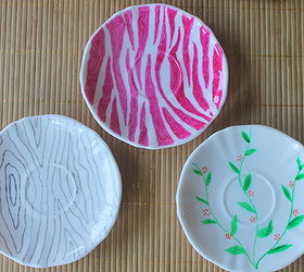 using glass markers to paint on plates think pink, crafts, flowers, I think my favorite is the pink zebra or maybe the grey faux bois It is so hard to decide