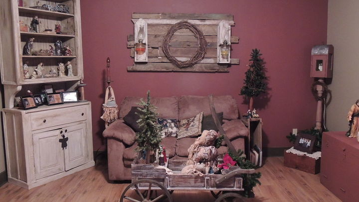 a country kind of christmas, christmas decorations, fireplaces mantels, living room ideas, seasonal holiday decor, I put some barnwood together and attached my antique oil lamps to it