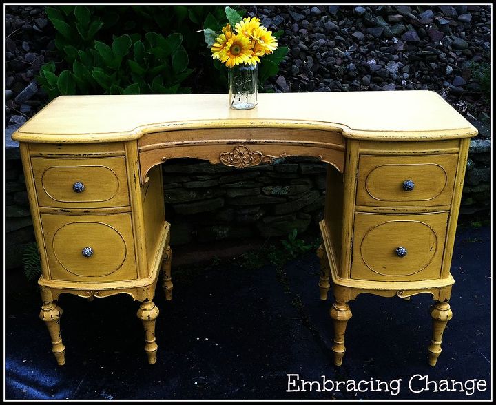 antique vanity makeover, painted furniture, Stop over to see her BEFORE what a difference