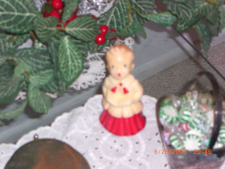 we did a red white and sliver christmas enjoy the color scheme throughout my home, christmas decorations, seasonal holiday decor, My grandmother s antique choir boy candle