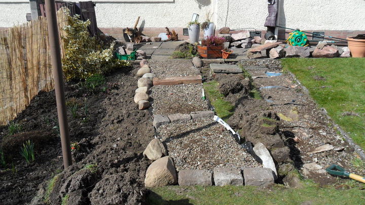 rockery, gardening, landscape, this is the new steps down to the grass